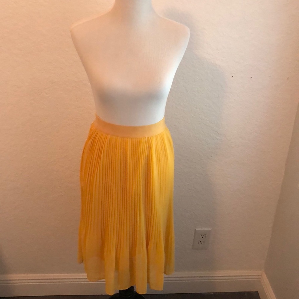 Mustard Yellow/Gold Pleated Midi Skirt